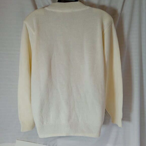 ALIA Pink White Embroidered Knit Pullover Sweater Size L Grannycore 1980s - Picture 10 of 13